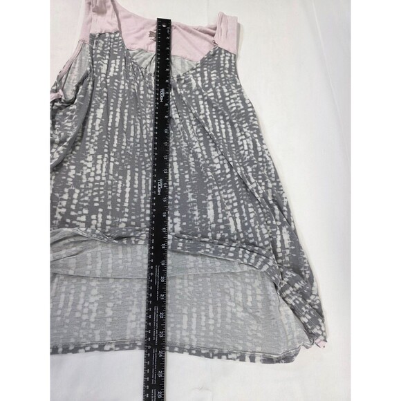 SECRET TREASURES GRAY PINK ABSTRACT SCOOP TANK TOP L - Picture 6 of 6